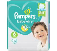 Pampers Baby Dry Diapers Size 6 from 13 to 18kg Content 26 Pieces