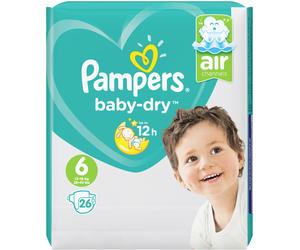 Pampers Baby Dry Diapers Size 6 from 13 to 18kg Content 26 Pieces