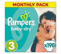 Pampers Baby-Dry Nappies Monthly Saving Pack - Size 3 Pack of 198