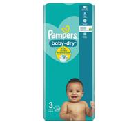 Pampers Size 3 Baby-Dry Nappies, 50 Count, Air Channels for Breathable Dryness Overnight (6-10 kg / 13-22 lbs)