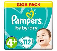 Pampers Baby-Dry Nappies Size 4 + (9 to 18 kg) - 1 Pack (1 x Pack of 112)