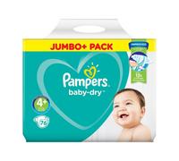 Pampers Size 4+ Nappies Baby Dry Jumbo+ 76 Pack