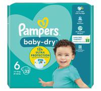 Pampers Baby-Dry Air Channels for Breathable Dryness Overnight, 33 Nappies, 13-18 kg, Size 6