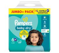 Pampers Baby-Dry Size 6+, 60 Nappies, 14kg-19kg, Jumbo+ Pack