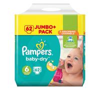 Pampers Baby Dry Nappies Size 6 Jumbo+ Flexible Sides Fast Dry-Layers Pack of 62