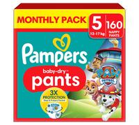 Pampers Baby-Dry Nappy Pants Paw Patrol Edition Size 5, 160 Nappies, 12kg-17kg, Pack, Triple Protection - Super Absorbent core - Easy Nappy Changes