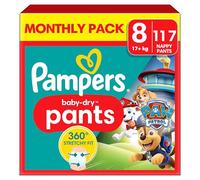 Pampers Baby-Dry Nappy Pants Paw Patrol Edition Size 8, 117 Nappies, 17kg+, Monthly Pack, with Our 360° Pants Fit to Help Prevent Leaks