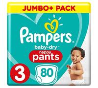 Pampers Baby-Dry Nappy Pants Size 3, 80 Nappy Pants, 6-11 kg, Easy-On With Air Channels For Up To 12 Hours Of Breathable Dryness