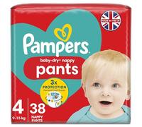 Pampers Baby-Dry Nappy Pants Size 4, 38 Nappies, 9kg-15kg, Essential Pack, 360° Fit To Help Prevent Gaps And Leaks