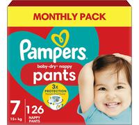 Pampers Baby-Dry Nappy Pants Size 7, 126 Nappies, 15kg+, Monthly NEW 7