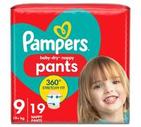 Pampers Baby-Dry Nappy Pants Size 9, 19 Nappies, 19kg+, Essential Pack
