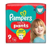Pampers Baby-Dry Nappy Pants Size 9, 19 Nappies, 19kg+, Essential Pack