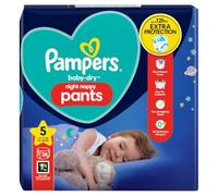 Pampers Baby-Dry Night Nappy Pants Size 5, 28 Night Nappies, 12kg-17kg, Essential Pack, Pampers Most Absorbent Pants for Extra Night Protection