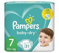 Pampers Baby-Dry Pants, Size 7, 31 Count, 7-12 kg (15-26 lbs), Overnight Urine Protection, White, Disposable, Baby Diapers