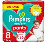 Pampers Nappies Pants Size 8 (19 kg+) Baby-Dry, Extra Large, Big Pack, Easy to Put on with Ideal fit, 36 Panty Nappies