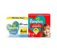 Pampers Baby Dry Pants Size 9 & Harmonie Aqua Wipes Bundle