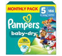 Pampers Baby-Dry Paw Patrol Edition Size 5 186 Nappies 11kg-16kg Monthly Pack...