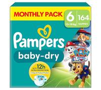 Pampers Baby-Dry Paw Patrol Edition Size 6, 164 Nappies, 13kg - 18kg, Monthly Pack, with A Stop & Protect Pocket to Help Prevent Leaks at The Back