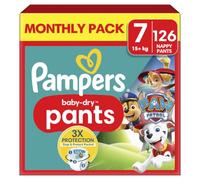Pampers Baby-Dry Nappy Pants Paw Patrol Edition Size 7, 126 Nappies, 15kg+, Monthly Pack, with Our 360° Pants Fit to Help Prevent Leaks