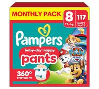 Pampers Baby-Dry Nappy Pants Paw Patrol Edition Size 8, 117 Nappies, 17kg+, Monthly Pack, with Our 360° Pants Fit to Help Prevent Leaks