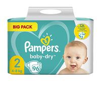 Pampers Baby-Dry Size 2, 96 Nappies, up to 12 Hours All-Round Protection, 4-8 kg, Pack of 2 (2 x 1.565 kg)