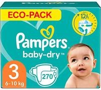 Pampers Baby-Dry Size 3, 270 Diapers (6-10 kg), Medium, 2.7E+2 Count