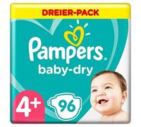 Pampers Baby-Dry Size 4+, 96 Nappies up to 12 Hours All-Round Protection, 10-15kg, 2.534kg