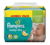 Pampers size 4+ Baby Dry nappies jumbo+ 9-14kg 76s