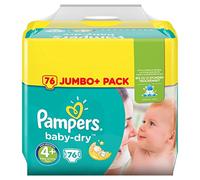 Pampers Baby-Dry Size 4+ Pack of 76 Nappies for Babies of 9-18 kg