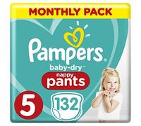 Pampers Baby-Dry Size 5, 132 Nappy Pants, 11-23 kg/12-17 kg, Easy-On for Up to 12 Hours of Breathable Dryness, Monthly Pack- Packaging May Vary