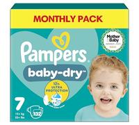 Pampers Baby-Dry Size 7, 132 Nappies, 15kg+, Monthly Pack, Up to a 100% Leak-Free Night