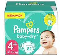 Pampers Baby-Dry White Nappies, Size 4+, 82 Count, Overnight Protection