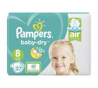Pampers Baby Extra Dry Nappies Size 8 Essential Pack/Stretchy/Absorbent, 27 Pack