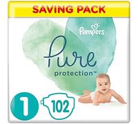 Pampers Baby Nappies Size 1 (2-5 kg/4-11 Lb), Pure Protection, 102 Count, MONTHLY SAVINGS PACK, Baby Essentials for Newborn