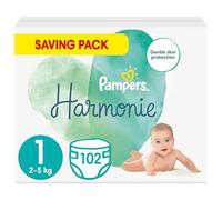Pampers Baby Nappies Size 1 (2-5 kg / 4-11 lbs), Harmonie, 102 Nappies, Saving Pack, Baby Essentials for Newborn