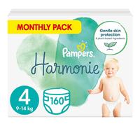 Pampers Baby Nappies Size 4 (9-14 kg / 20-31 lbs), Harmonie, 160 Nappies, MONTHLY SAVINGS PACK, Premium Cotton and Plant-Based Fibres - UK Stock