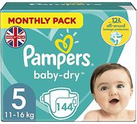 Pampers Baby Nappies Size 6 (13-18 kg/29-40 Lb), Baby-Dry, 124 Nappies, Monthly Savings Pack, Up to 12h of All-Around Leakage Protection