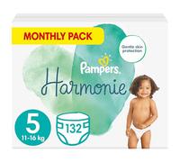 Pampers Baby Nappies Size 5 (11-16 kg / 24-35 lbs), Harmonie 132 Count, Monthly Savings Pack, Premium Cotton and Plant-Based Fibres