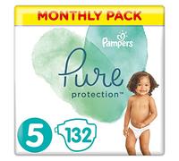 Pampers Baby Nappies Size 5 (11-16 kg / 24-35 lbs), Pure Protection (Harmonie), 132 Count, MONTHLY SAVINGS PACK, Premium Cotton & Soft Plant-Based Fibres