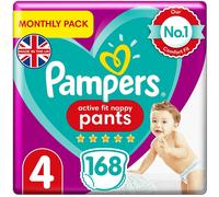Pampers Baby Nappy Pants Size 4 Active Fit Nappy Pants (9-15 kg) 168 Nappies