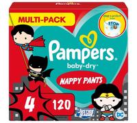 Pampers Baby Nappy Pants Size 4 (9-15 kg/20-33 Lb), Baby-Dry Superhero, 120 Nappies, MONTHLY SAVINGS PACK, With A Stop & Protect Pocket