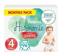Pampers Baby Nappy Pants Size 4 (9-15 kg/20-33 Lb), Harmonie, 96 Nappies, Monthly Savings Pack, Gentle Skin Protection and Plant-Based Ingredients