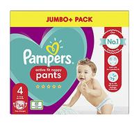 Pampers Baby Nappy Pants Size 4 (6-10 kg / 13-22 lbs), Active Fit, 54 Count, JUMBO+ PACK, 360 Degree Comfort Fit