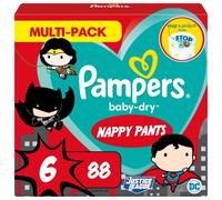 Pampers Baby Nappy Pants Size 6 (15+ kg/33 Lb), Baby-Dry Superhero, 88 Count, MONTHLY SAVINGS PACK, Easy-Up Pull On Nappies