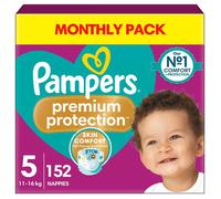 Pampers Premium Protection Size 5, 152 Nappies, 11kg-16kg, Monthly Pack, Double protection - Skin comfort - Ultra-soft materials