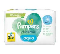 Pampers Baby Wet Wipes Harmony Aqua, 144 Wipes (3 x 48), Gentle Skin Protection for Delicate Skin with 99% Water
