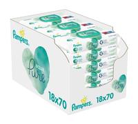 Pampers Baby Wipes Multipack, Aqua Pure, 1260 Wet Wipes (18 x 70), Baby Essentials For Newborn, Made With Organic Cotton For A Soft Touch