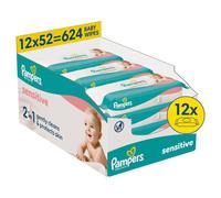 Pampers Baby Wipes Sensitive 12 x 52s Plastic Free