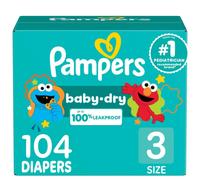 Pampers Diapers - Baby Dry - Size 3 104 Count Absorbent Disposable Infant Diaper (Packaging May Vary)