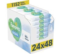 Pampers Harmonie Aqua Baby Wipes 24 Packs of 48 Wipes = 1152 Baby Wet Wipes, Help restore natural skin pH,delicate lotion with 99% water